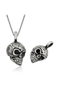 925 Ayar Gümüş Kuru Kafa Erkek Gümüş Kolye