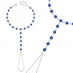 Gümüş Lacivert Nazar Boncuklu Şahmeran