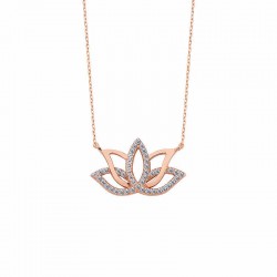 925 Ayar Gümüş Lotus Çiçeği Gümüş Kolye