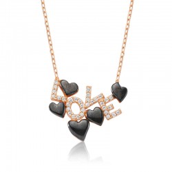 925 Ayar Gümüş Love Yazılı Kalpli Kadın Gümüş Kolye