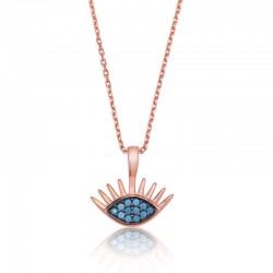 925 Ayar Gümüş Mavi Göz Kadın Gümüş Kolye