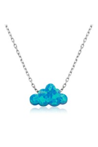 925 Ayar ​Gümüş Mavi Opal Taş Bulut Kolye