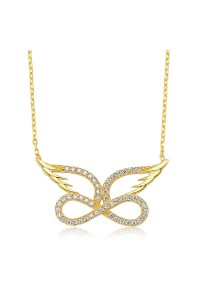 925 Ayar Gümüş Melek Kanadı Sonsuzluk Kadın Gümüş Kolye