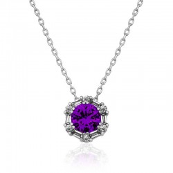 925 Ayar Gümüş Menekşe Moru Baget Taşlı Kadın Gümüş Kolye 925 Ayar Gümüş Menekşe Moru Baget Taşlı Kadın Gümüş Kolye