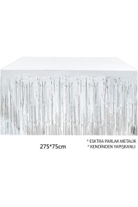 Gümüş Metalize Masa Eteği 275x75 cm – Kendinden Yapışkanlı