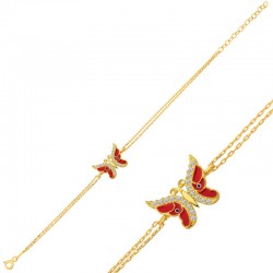 925 Ayar Gümüş Gold Mineli Kelebek Bileklik 925 Ayar Gümüş Gold Mineli Kelebek Bileklik