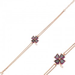 925 Ayar Gümüş Rose Mistik Topaz Yonca Bileklik 925 Ayar Gümüş Rose Mistik Topaz Yonca Bileklik