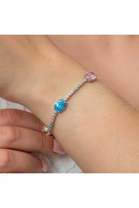 Gümüş Mix Taşlı Oval Su Yolu Kadın Bileklik