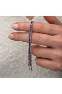 Gümüş Mor Zirkon Taşlı Su Yolu Kadın Bileklik