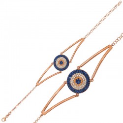 925 Ayar Gümüş Rose Nazar Bileklik 925 Ayar Gümüş Rose Nazar Bileklik