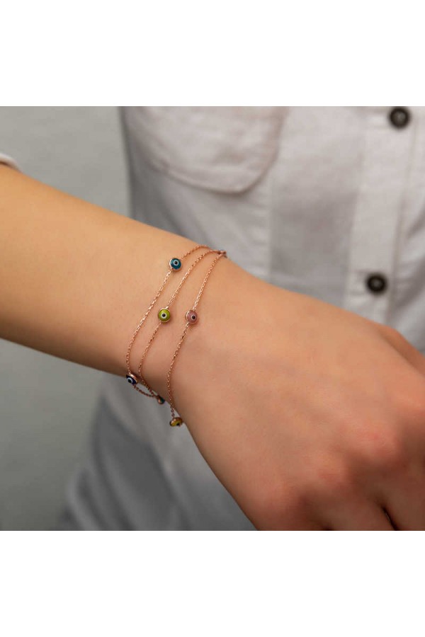 Gümüş Rose Nazar Bileklik