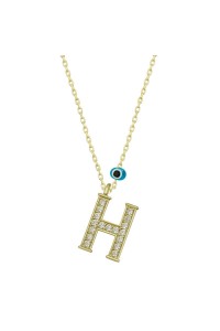 925 Ayar Gümüş Nazar Gold H Harfi Kadın Gümüş Kolye 925 Ayar Gümüş Nazar Gold H Harfi Kadın Gümüş Kolye