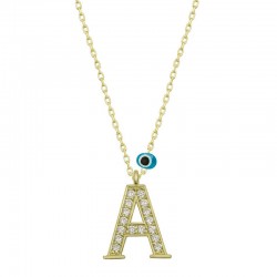 925 Ayar Gümüş Nazar A Harfi Kadın Gümüş Kolye 925 Ayar Gümüş Nazar A Harfi Kadın Gümüş Kolye