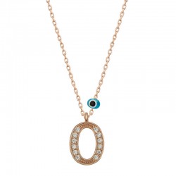 925 Ayar Gümüş Nazar Rose O Harfi Kadın Gümüş Kolye 925 Ayar Gümüş Nazar Rose O Harfi Kadın Gümüş Kolye