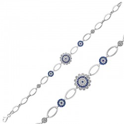 925 Ayar Gümüş Nazarlı Çiçek Bileklik