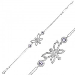 925 Ayar Gümüş Nazarlı Kelebek Bileklik 925 Ayar Gümüş Nazarlı Kelebek Bileklik