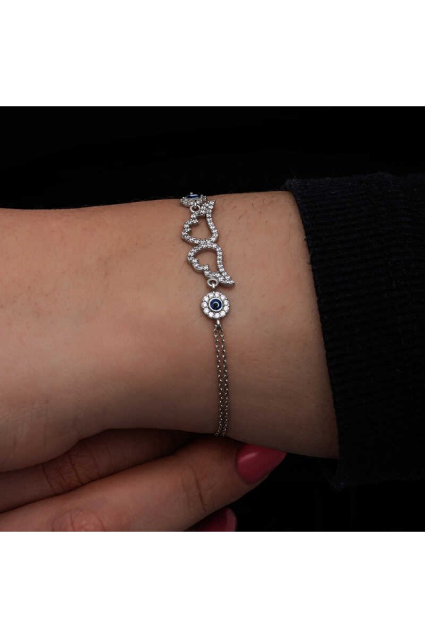 925 Ayar Gümüş Nazarlı Melek Kanadı Kadın Bileklik