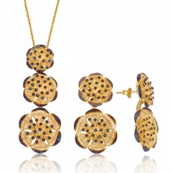 925 Ayar Gümüş Nilüfer Çiçeği Set