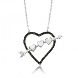 925 Ayar Gümüş Oklu Kalp Kadın Gümüş Kolye