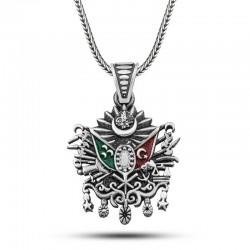 Gümüş Osmanlı Devlet Armalı Erkek Kolye Gümüş Osmanlı Devlet Armalı Erkek Kolye