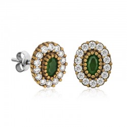 Gümüş Otantik Oval Çivili Küpe Gümüş Otantik Oval Çivili Küpe