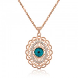 ​925 Ayar Gümüş Rose Oval Nazar Kolye