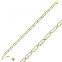 925 Ayar Gümüş Gold Oval Taşlı Bileklik