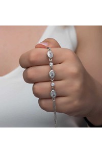 925 Ayar Gümüş Oval Taşlı Kadın Bileklik