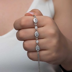 925 Ayar Gümüş Oval Taşlı Kadın Bileklik