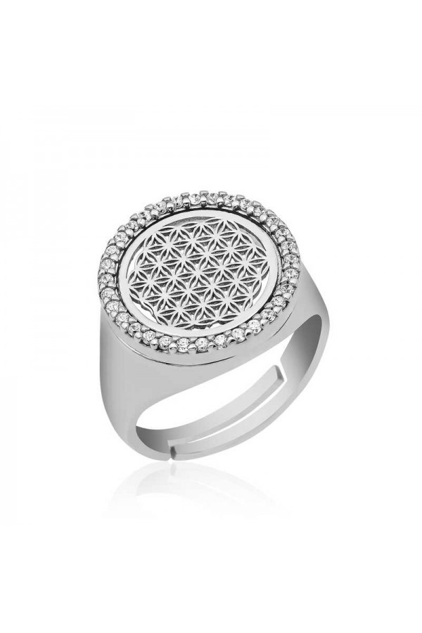 925 Ayar Gümüş Oval Yaşam Çiçeği Yüzük 925 Ayar Gümüş Oval Yaşam Çiçeği Yüzük