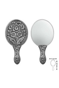 Gümüş Papatya ve Gül Motifli El Aynası