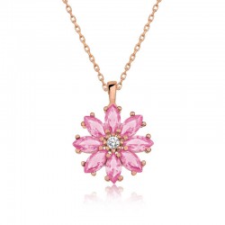 925 Ayar Gümüş Rose Pembe Çiçek Kadın Gümüş Kolye 925 Ayar Gümüş Rose Pembe Çiçek Kadın Gümüş Kolye