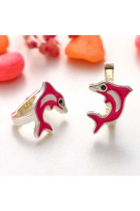 Gümüş Pembe Yunus Balığı Çocuk Küpesi Gümüş Pembe Yunus Balığı Çocuk Küpesi