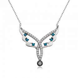 925 Ayar Gümüş Peri Kanadı Kadın Gümüş Kolye