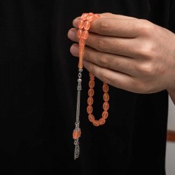 Gümüş Püskül Sıkma Kehribar Tesbih Gümüş Püskül Sıkma Kehribar Tesbih