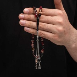 Gümüş Püskül Sıkma Kehribar Tesbih Gümüş Püskül Sıkma Kehribar Tesbih