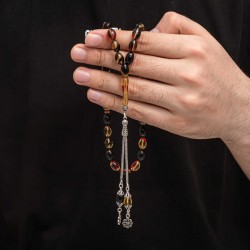 Gümüş Püskül Sıkma Kehribar Tesbih Gümüş Püskül Sıkma Kehribar Tesbih