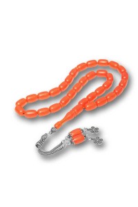 Gümüş Püsküllü Kapsül Kesim Sıkma Kehribar Tesbih