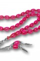 Gümüş Püsküllü Pembe Ateş Kehribar Tesbih Gümüş Püsküllü Pembe Ateş Kehribar Tesbih