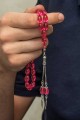 Gümüş Püsküllü Pembe Ateş Kehribar Tesbih Gümüş Püsküllü Pembe Ateş Kehribar Tesbih