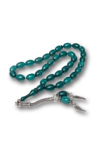 Gümüş Püsküllü Sıkma Kehribar Tesbih