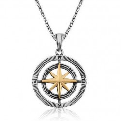 925 Ayar Gümüş Pusula Unisex Kolye