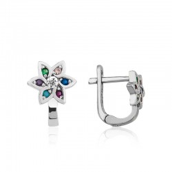 Gümüş Renkli Çiçek Küpe