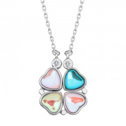 925 Ayar Gümüş Renkli Açılabilen Yonca Kadın Gümüş Kolye