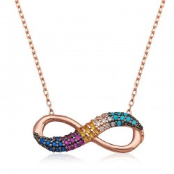 925 Ayar Gümüş Renkli Sonsuzluk Kadın Gümüş Kolye 925 Ayar Gümüş Renkli Sonsuzluk Kadın Gümüş Kolye