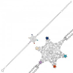 925 Ayar Gümüş Renkli Taşlı Kar Tanesi Kadın Bileklik 925 Ayar Gümüş Renkli Taşlı Kar Tanesi Kadın Bileklik