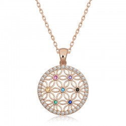 925 Ayar Gümüş Renkli Taşlı Yaşam Çiçeği Kadın Gümüş Kolye 925 Ayar Gümüş Renkli Taşlı Yaşam Çiçeği Kadın Gümüş Kolye