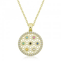 925 Ayar Gümüş Renkli Taşlı Yaşam Çiçeği Kadın Gümüş Kolye 925 Ayar Gümüş Renkli Taşlı Yaşam Çiçeği Kadın Gümüş Kolye