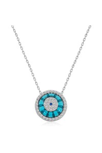 925 Ayar Gümüş Rodyum Camgöz Nazar Kadın Gümüş Kolye