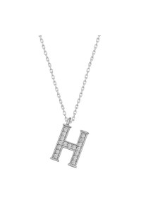 925 Ayar Gümüş Rodyum Kaplama H Harfi Kadın Gümüş Kolye